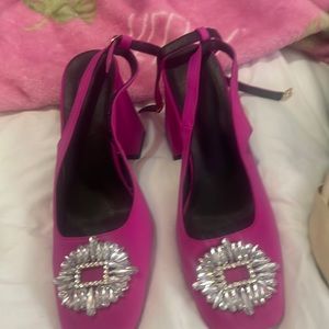 Hot pink shoes with bling